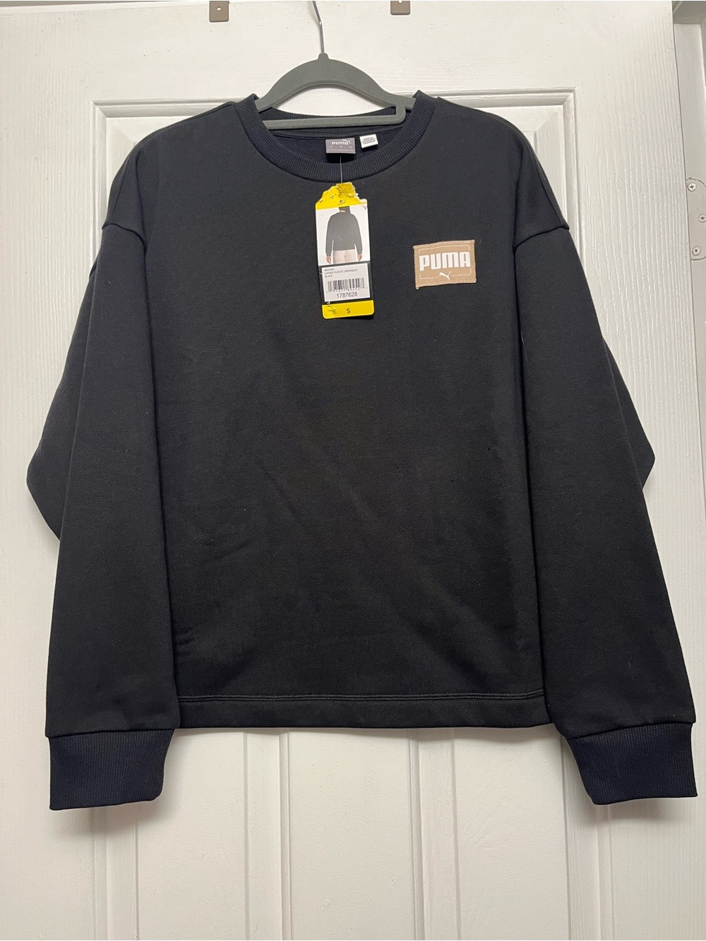 Puma Black Crew Sweatshirt with Tan Logo Patch
